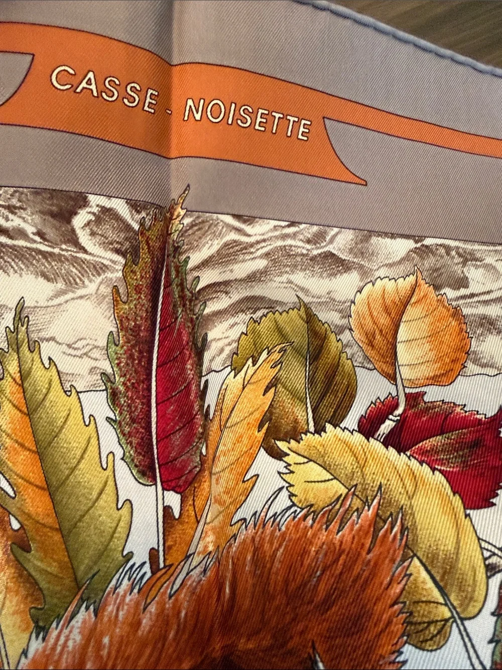 Hermes Autumn Leaves Silk Scarf - Orange, Brown, Green